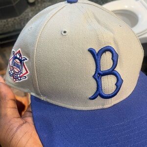 Gray and Royal Blue Baseball Cap with Embroidered 'B'